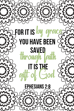 Ephesians 2:8 printable bible verse coloring page